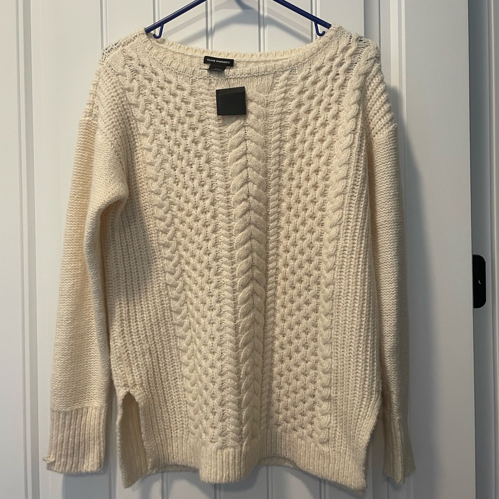 Club Monaco Maebel Cream Cable Knit Wool Sweater NWT